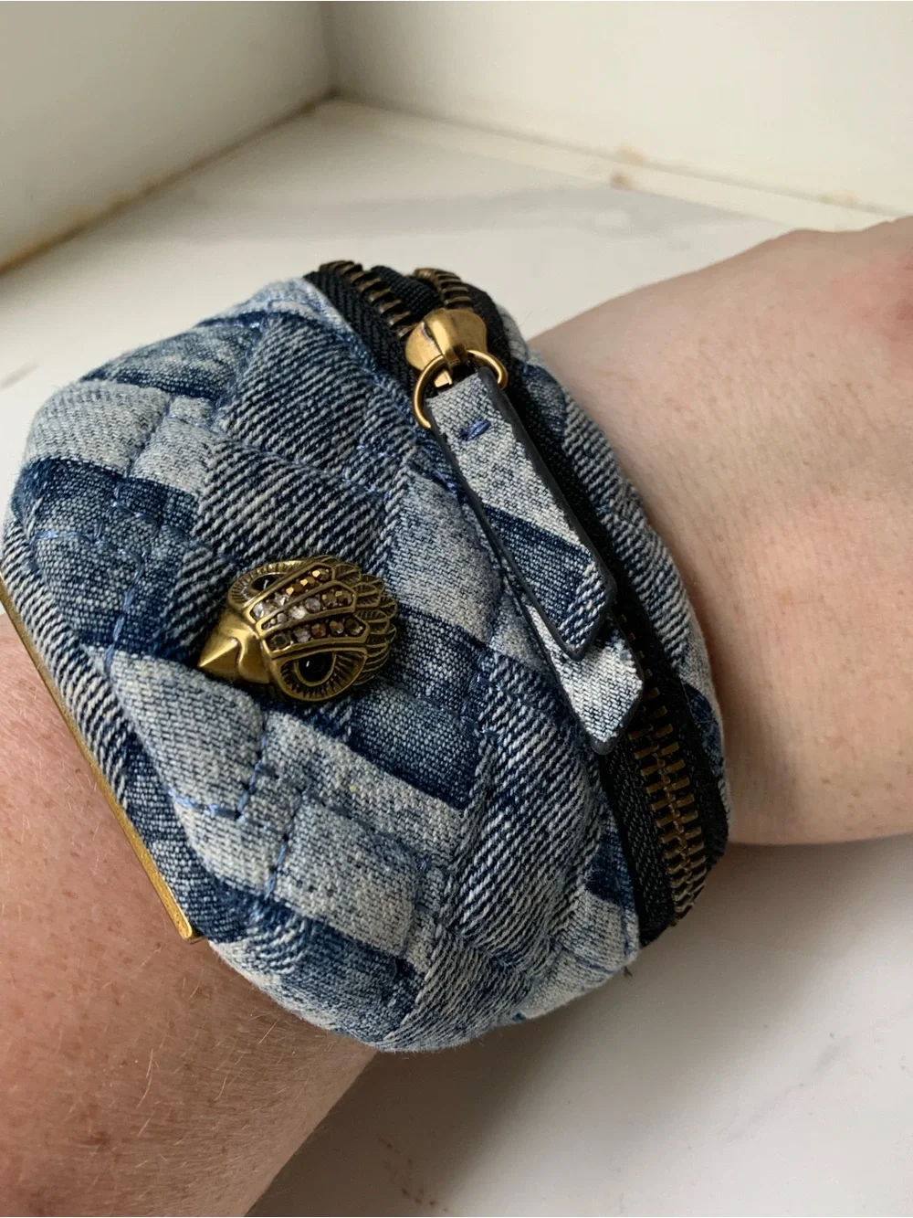 Kurt Geiger London Denim Accessory with Brass Plate